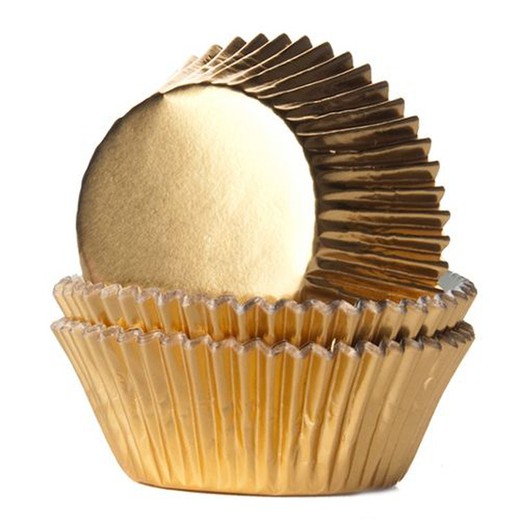 Κάψουλες cupcake από αλουμίνιο χρυσό αλουμίνιο 24 τεμάχια house of marie