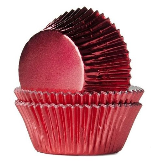 Røde metalliske cupcake kapsler 24 enheder house of marie