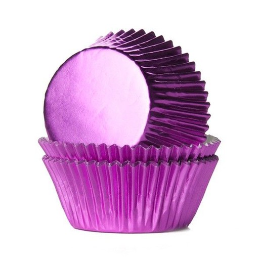 Ροζ μεταλλικές κάψουλες cupcake 24 μονάδων house of marie