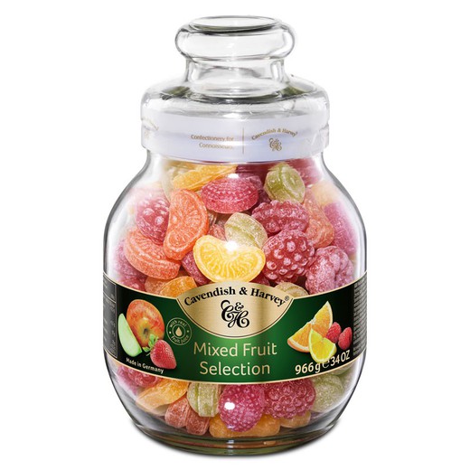 Caramelos Inglaterra Cavendish & Harvey Mixed Fruit Selección Glass Tarro 966g