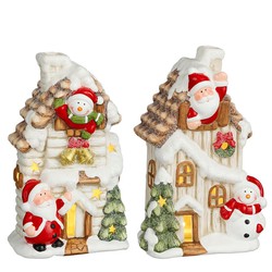 Casa Navidad Papa Noel Muñeco Nieve con Luz Led Edelmann