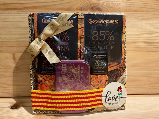 Gift basket Sant Jordi dark chocolate Amatller