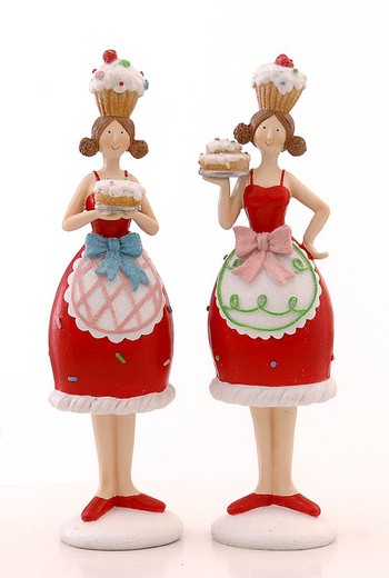 Chica con Pastel Figuras Navidad 26 cms Vetur