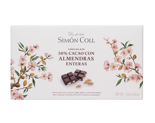 Chocolate 50% almonds 200 grs simon coll