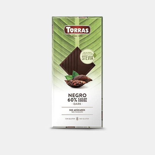 Chocolate 60% cacao torras sin azúcar stevia 100 grs