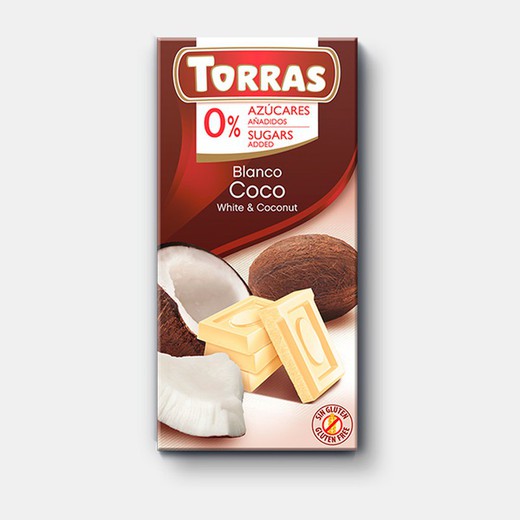 Chocolate branco de coco sem adição de açúcar 75 grs