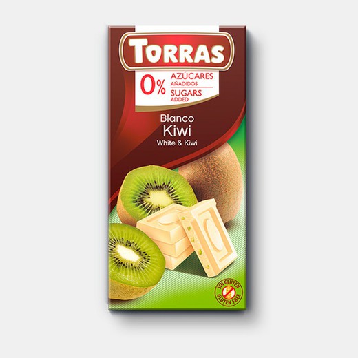 Torradas de kiwi com chocolate branco sem adição de açúcar 75 grs
