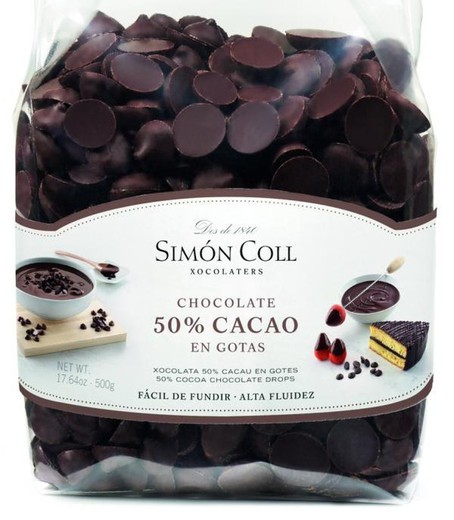 Cobertura de chocolate amargo 50% bag 500 grs