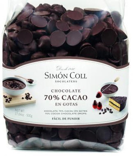 Cobertura de chocolate negro 70% bag 500 grs
