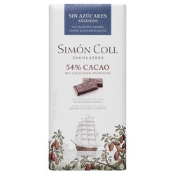 Chocolat au lait 54% cacao sans sucre simon coll 85 grs