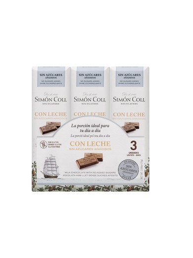 Milk chocolate without sugar pack 3x25 grs simon coll
