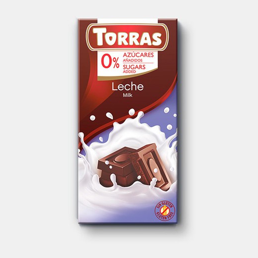 Chocolate ao leite Torras sem adição de açúcar 75 grs