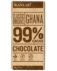 Οργανική μαύρη σοκολάτα γκάνα 99% blanxart 80 grs