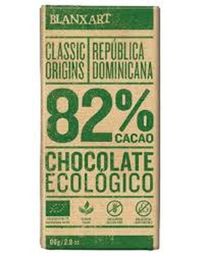 Organiczna czarna czekolada Dominikana Rep 82% Blanxart 80 grs