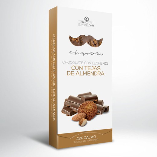 Chocolate leche 42% tejas de almendra Rafa Gorrotxategi 100 grs