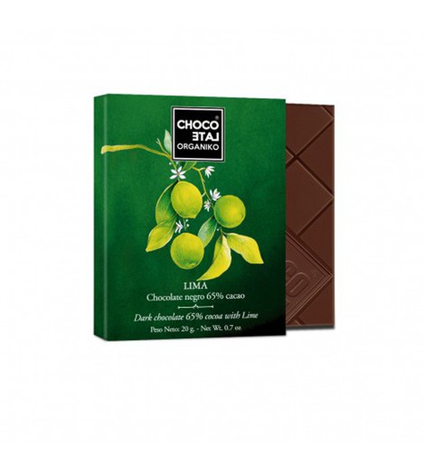 Chocolate negro 65% cacao con lima organiko 20 grs bio