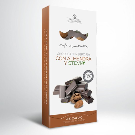Chocolate negro 70% almendra Stevia Rafa Gorrotxategi 100 grs
