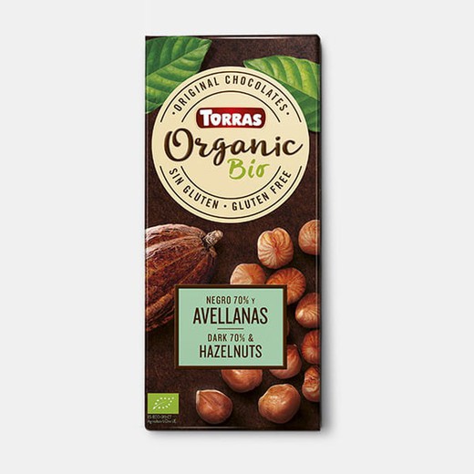 Dark chocolate 70% roasted hazelnuts 100 grs