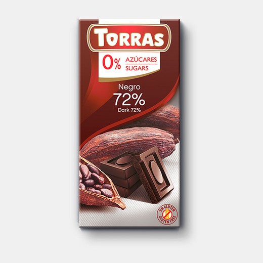 Chocolate negro 70% cacao torras sin azúcar añadido 75 grs
