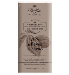 Chocolate negro 70% con trozos de cacao dolfin 70 grs