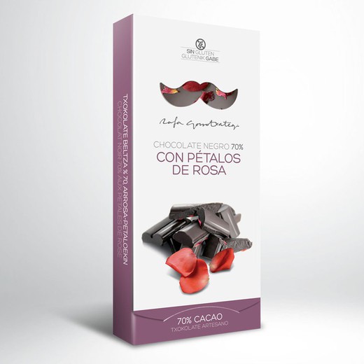 Chocolate negro 70% pétalos de rosa Rafa Gorrotxategi 100 grs