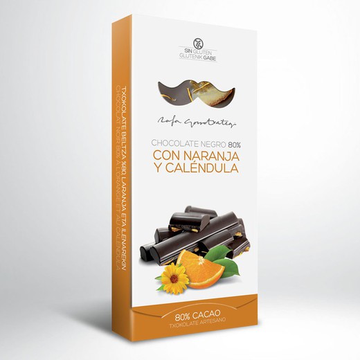 Chocolate negro 80% naranja caléndula Rafa Gorrotxategi 100 grs