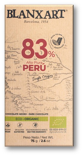 Chocolate Negro 83% Peru Ecológico Blanxart 75 grs