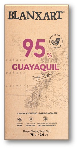 Chocolate Negro 95% Ecológico Guayaquil 75 grs