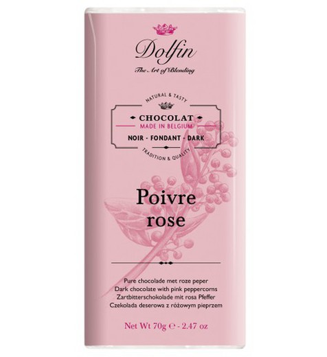 Black chocolate with pink pepper Dolfin 70 grs