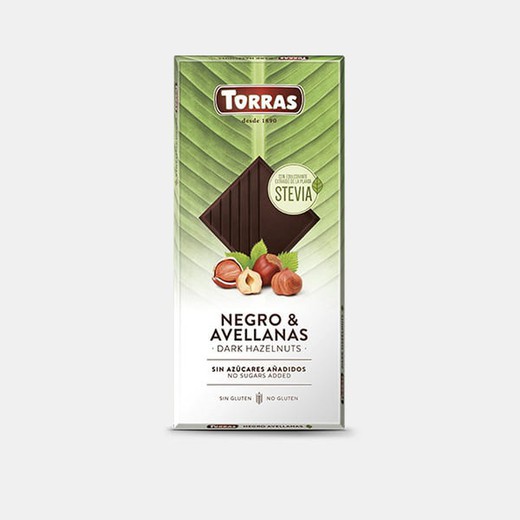 Chocolate negro avellanas torras sin azúcar stevia 125 grs