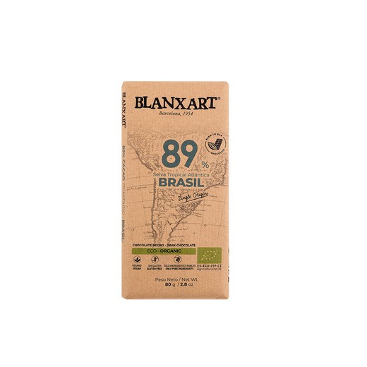 Brasiliansk ekologisk mörk choklad 89% 80 grs