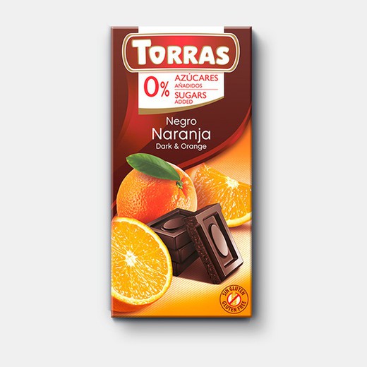 Torras orange mørk chokolade uden tilsat sukker 75 gr
