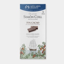 Chocolade zonder suiker 75% simon coll 85 grs