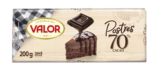 Chocolate Valor Chocolate Negro 70% Postres 200 Gr Repostería