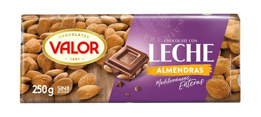 Chocolate Valor con Leche Y Almendra 250 Grs Tableta