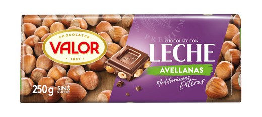 Chocolate Valor con Leche Y Avellana 250 Grs Tableta