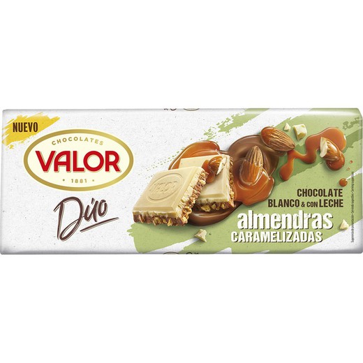 Chocolate Valor Duo Leche Blanco Almendra Caramel 170 Grs Tableta