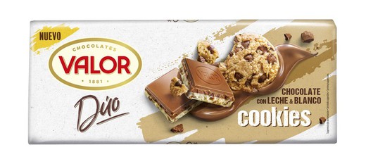 Chocolate Valor Duo Leche Blanco Cookies 170 Grs Tableta
