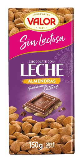 Chocolate Valor Leche Almendra Sin Lactosa 150 Gr Sin Lactosa