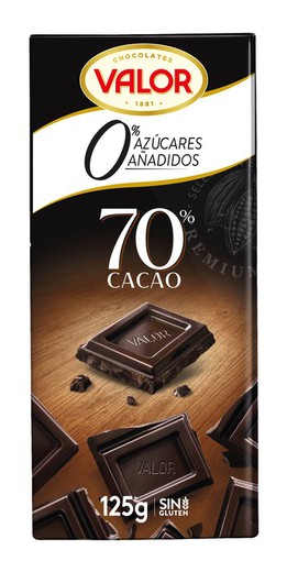Chocolate Valor Negro 70% Sin Azúcar 100 Grs Tableta
