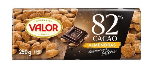 Chocolate Valor Negro 82% Almendra 250 Gr Tableta