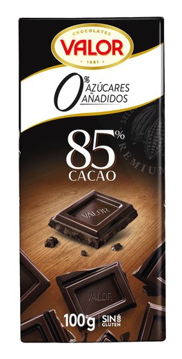 Chocolate Valor Negro 85% Sin Azúcar 100 Grs Tableta