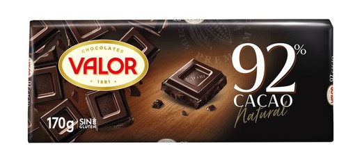 Chocolate Valor Negro 92% 170 Gr Tableta