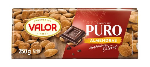 Chocolate Valor Puro Almendra 250 Grs Tableta