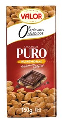 Chocolate Valor Puro Almendra Sin Azúcar 150 Grs Tableta