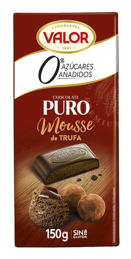 Chocolate Valor Puro Mousse De Trufa Sin Azúcar150 G Tableta
