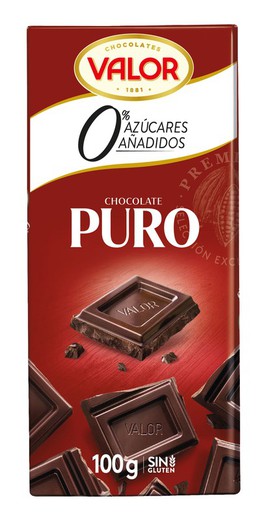 Chocolate Valor Puro Sin Azúcar 100 G Tableta