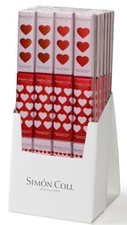 Chocolate bars hearts 3x18grs box 24 units