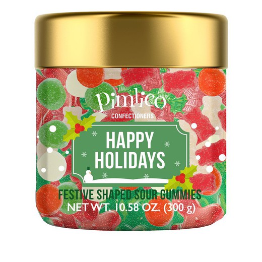 Chuches Golosinas Navidad Gourmet Pimlico Happy Holidays Sour Sweets Tarro 300g