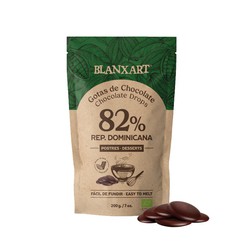 Cobertura chocolate gotas 200 grs 82% rep dominicana blanxart